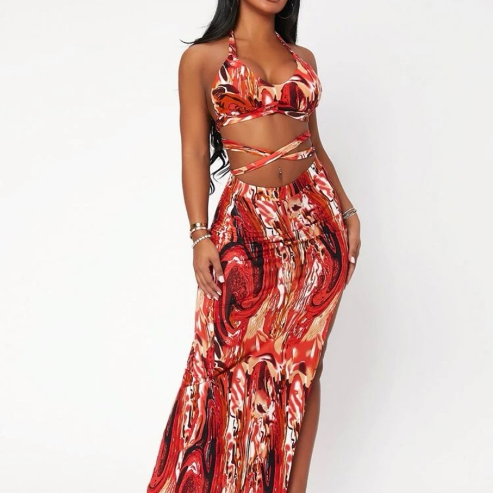 SHEIN SXY Allover Print Backless